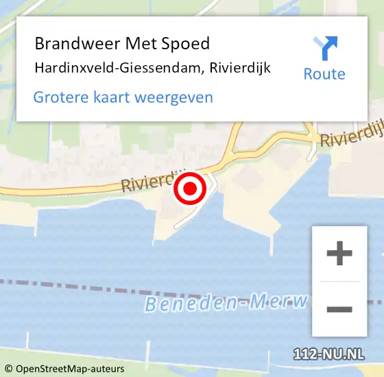 Locatie op kaart van de 112 melding: Brandweer Met Spoed Naar Hardinxveld-Giessendam, Rivierdijk op 25 maart 2022 21:50