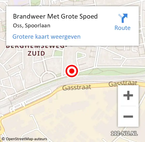 Locatie op kaart van de 112 melding: Brandweer Met Grote Spoed Naar Oss, Spoorlaan op 25 maart 2022 22:30