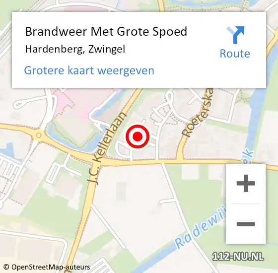 Locatie op kaart van de 112 melding: Brandweer Met Grote Spoed Naar Hardenberg, Zwingel op 25 maart 2022 22:35