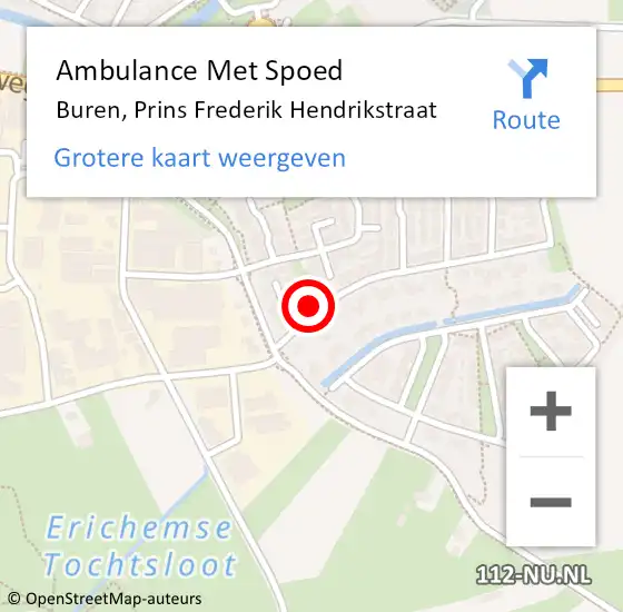 Locatie op kaart van de 112 melding: Ambulance Met Spoed Naar Buren, Prins Frederik Hendrikstraat op 25 maart 2022 22:42