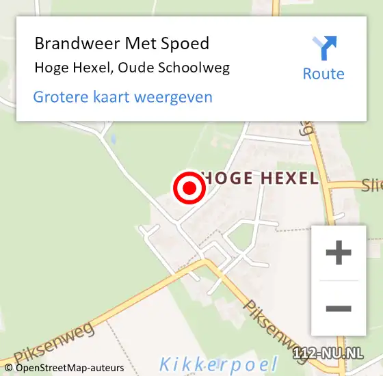 Locatie op kaart van de 112 melding: Brandweer Met Spoed Naar Hoge Hexel, Oude Schoolweg op 25 maart 2022 22:49