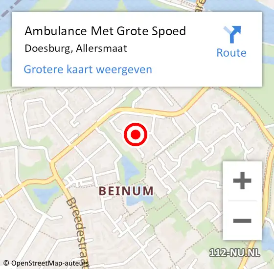 Locatie op kaart van de 112 melding: Ambulance Met Grote Spoed Naar Doesburg, Allersmaat op 25 maart 2022 22:59