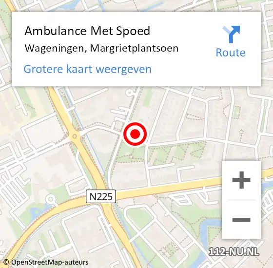 Locatie op kaart van de 112 melding: Ambulance Met Spoed Naar Wageningen, Margrietplantsoen op 25 maart 2022 23:09