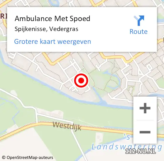 Locatie op kaart van de 112 melding: Ambulance Met Spoed Naar Spijkenisse, Vedergras op 25 maart 2022 23:28