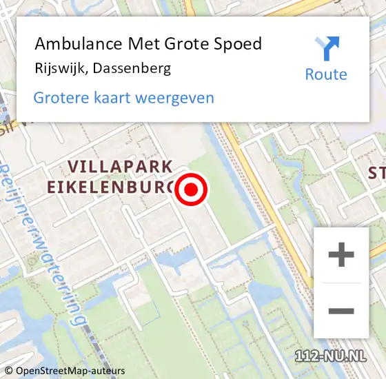 Locatie op kaart van de 112 melding: Ambulance Met Grote Spoed Naar Rijswijk, Dassenberg op 25 maart 2022 23:52