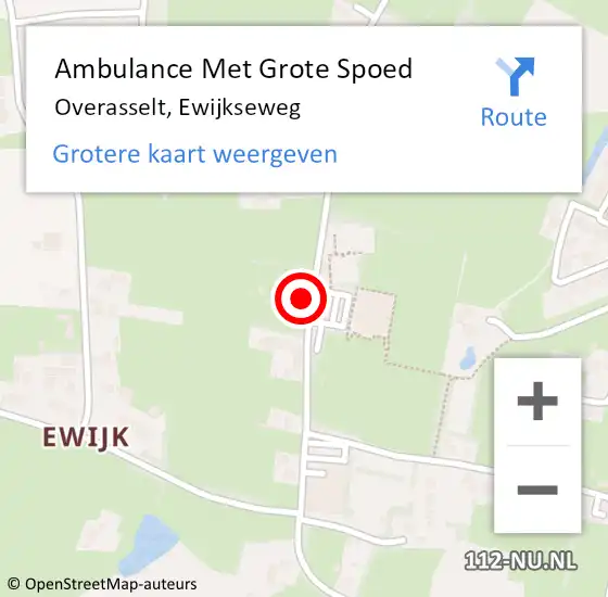 Locatie op kaart van de 112 melding: Ambulance Met Grote Spoed Naar Overasselt, Ewijkseweg op 26 maart 2022 00:01