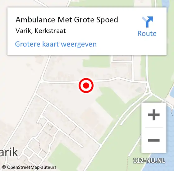 Locatie op kaart van de 112 melding: Ambulance Met Grote Spoed Naar Varik, Kerkstraat op 26 maart 2022 00:03