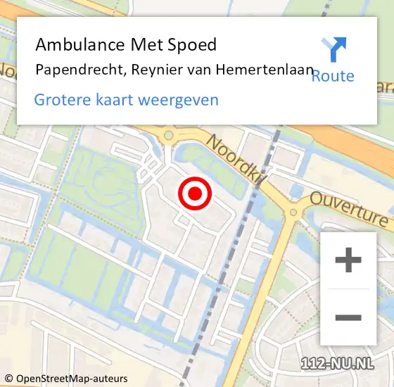 Locatie op kaart van de 112 melding: Ambulance Met Spoed Naar Papendrecht, Reynier van Hemertenlaan op 26 maart 2022 00:04