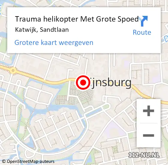 Locatie op kaart van de 112 melding: Trauma helikopter Met Grote Spoed Naar Rijnsburg, Sandtlaan op 26 maart 2022 00:11