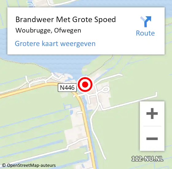 Locatie op kaart van de 112 melding: Brandweer Met Grote Spoed Naar Woubrugge, Ofwegen op 12 juli 2014 08:46