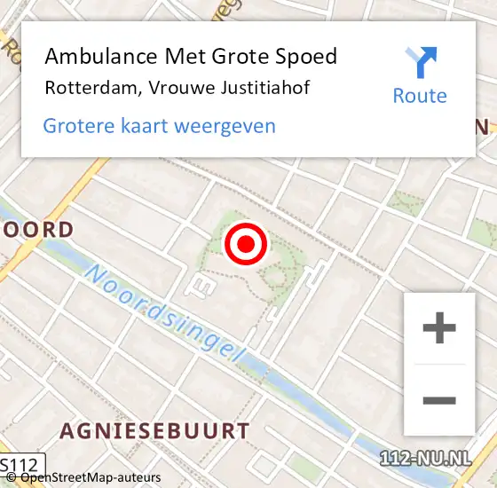 Locatie op kaart van de 112 melding: Ambulance Met Grote Spoed Naar Rotterdam, Vrouwe Justitiahof op 26 maart 2022 00:22