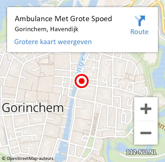 Locatie op kaart van de 112 melding: Ambulance Met Grote Spoed Naar Gorinchem, Havendijk op 26 maart 2022 01:29