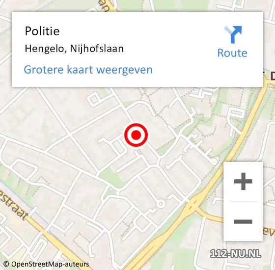 Locatie op kaart van de 112 melding: Politie Hengelo, Nijhofslaan op 26 maart 2022 02:14