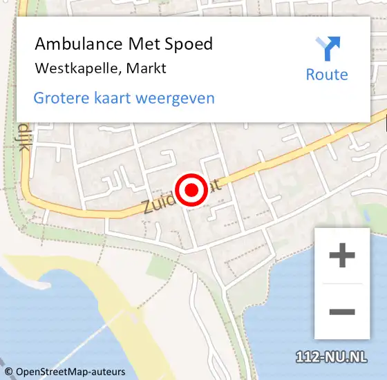 Locatie op kaart van de 112 melding: Ambulance Met Spoed Naar Westkapelle, Markt op 12 juli 2014 08:54