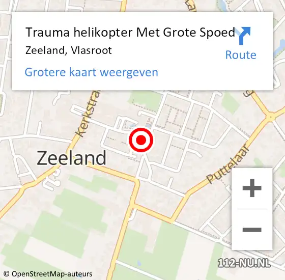 Locatie op kaart van de 112 melding: Trauma helikopter Met Grote Spoed Naar Zeeland, Vlasroot op 26 maart 2022 02:33