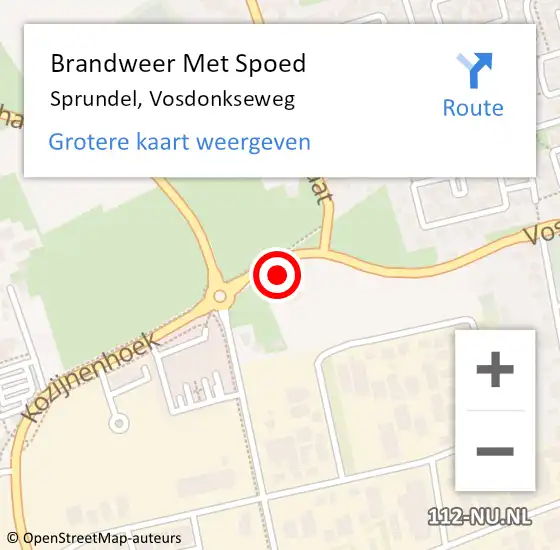 Locatie op kaart van de 112 melding: Brandweer Met Spoed Naar Sprundel, Vosdonkseweg op 26 maart 2022 03:46