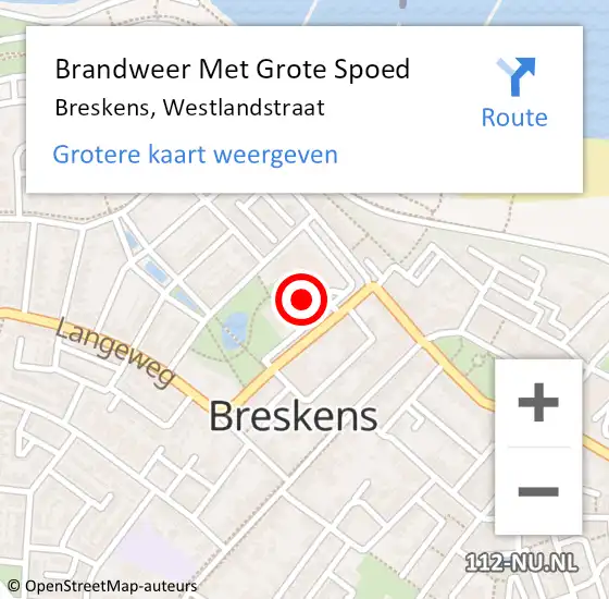 Locatie op kaart van de 112 melding: Brandweer Met Grote Spoed Naar Breskens, Westlandstraat op 26 maart 2022 04:06