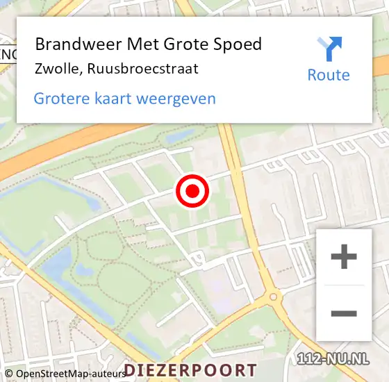 Locatie op kaart van de 112 melding: Brandweer Met Grote Spoed Naar Zwolle, Ruusbroecstraat op 26 maart 2022 04:14