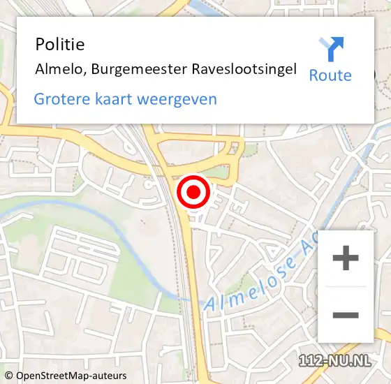 Locatie op kaart van de 112 melding: Politie Almelo, Burgemeester Raveslootsingel op 26 maart 2022 04:38