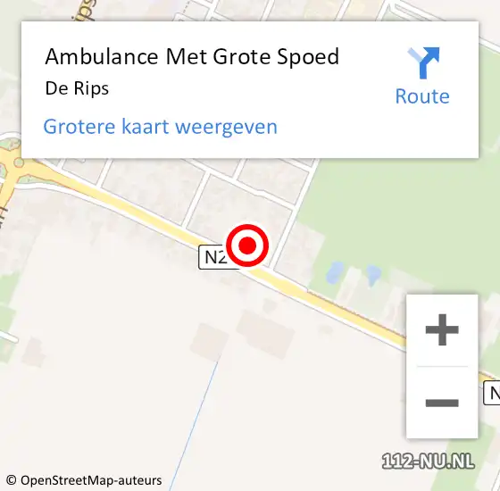 Locatie op kaart van de 112 melding: Ambulance Met Grote Spoed Naar De Rips op 26 maart 2022 04:58