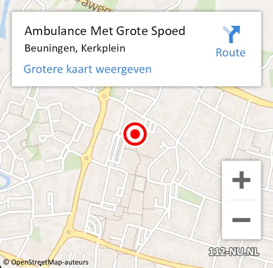 Locatie op kaart van de 112 melding: Ambulance Met Grote Spoed Naar Beuningen, Kerkplein op 26 maart 2022 06:39