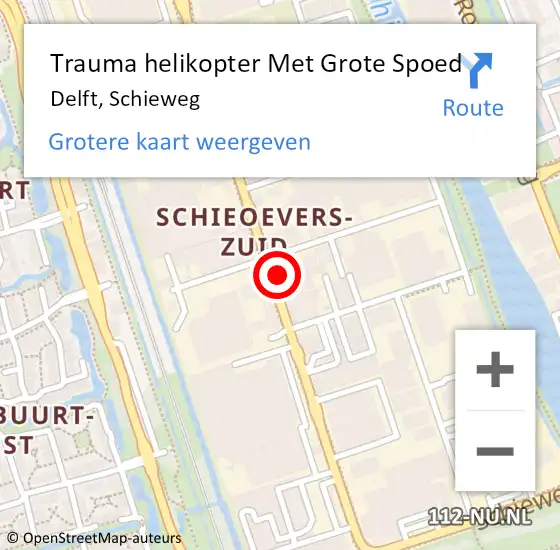 Locatie op kaart van de 112 melding: Trauma helikopter Met Grote Spoed Naar Delft, Schieweg op 26 maart 2022 07:42