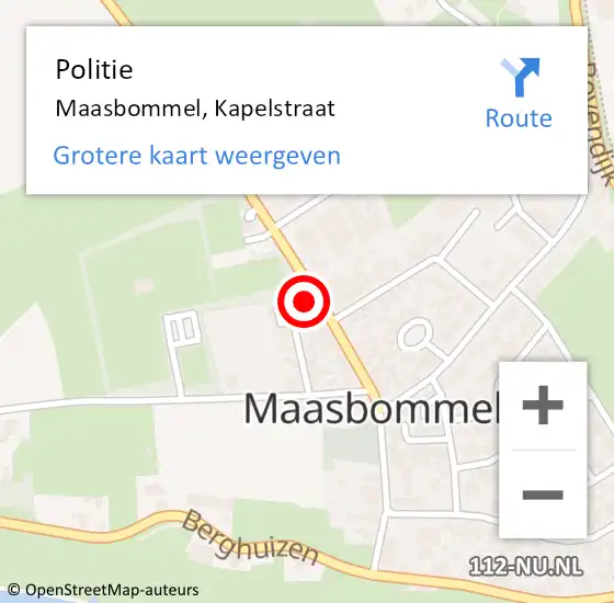 Locatie op kaart van de 112 melding: Politie Maasbommel, Kapelstraat op 26 maart 2022 07:44