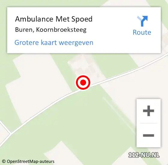 Locatie op kaart van de 112 melding: Ambulance Met Spoed Naar Buren, Koornbroeksteeg op 26 maart 2022 08:26