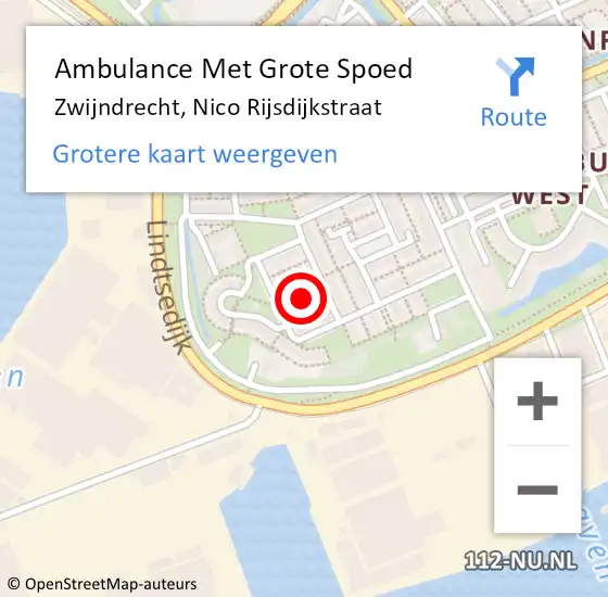 Locatie op kaart van de 112 melding: Ambulance Met Grote Spoed Naar Zwijndrecht, Nico Rijsdijkstraat op 26 maart 2022 08:26