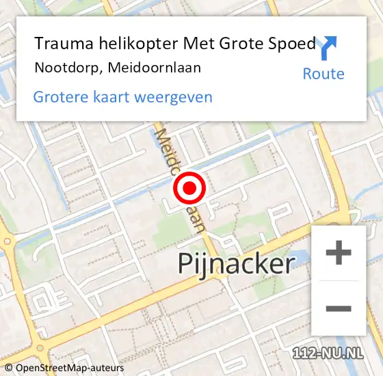 Locatie op kaart van de 112 melding: Trauma helikopter Met Grote Spoed Naar Nootdorp, Meidoornlaan op 26 maart 2022 08:26