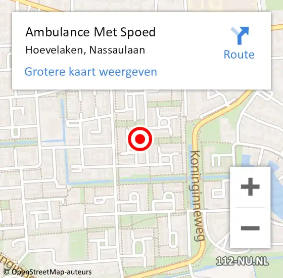 Locatie op kaart van de 112 melding: Ambulance Met Spoed Naar Hoevelaken, Nassaulaan op 26 maart 2022 08:35