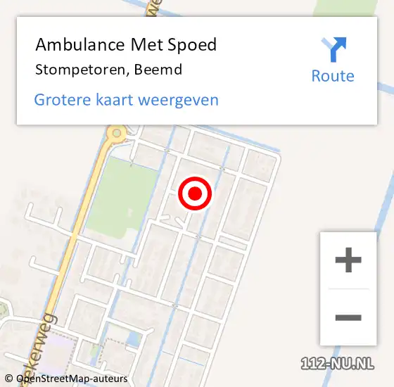 Locatie op kaart van de 112 melding: Ambulance Met Spoed Naar Stompetoren, Beemd op 26 maart 2022 08:42