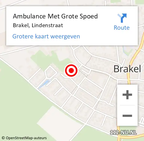 Locatie op kaart van de 112 melding: Ambulance Met Grote Spoed Naar Brakel, Lindenstraat op 26 maart 2022 08:43