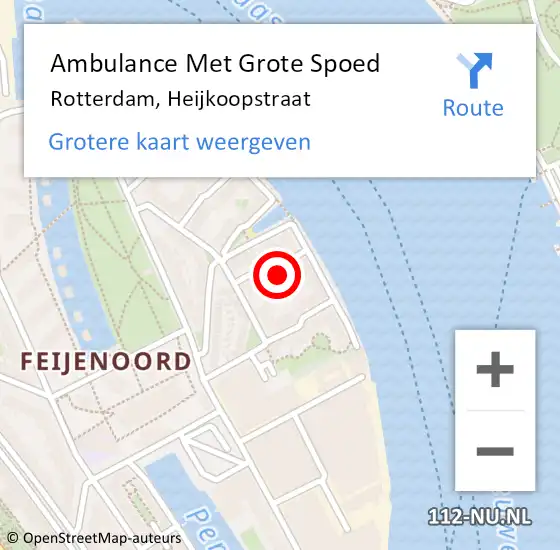 Locatie op kaart van de 112 melding: Ambulance Met Grote Spoed Naar Rotterdam, Heijkoopstraat op 26 maart 2022 08:54