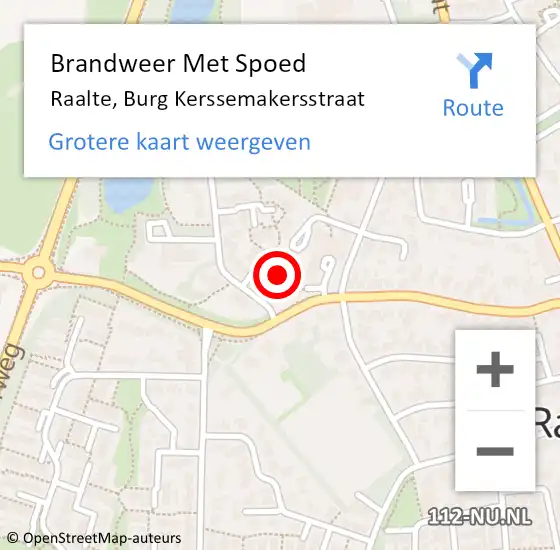 Locatie op kaart van de 112 melding: Brandweer Met Spoed Naar Raalte, Burg Kerssemakersstraat op 26 maart 2022 08:59