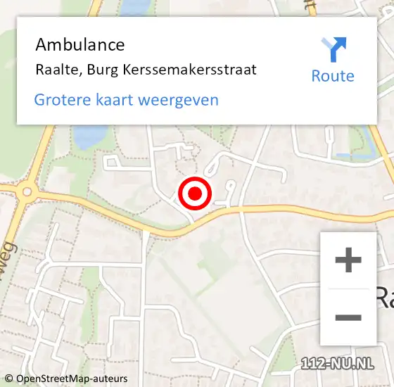 Locatie op kaart van de 112 melding: Ambulance Raalte, Burg Kerssemakersstraat op 26 maart 2022 09:04