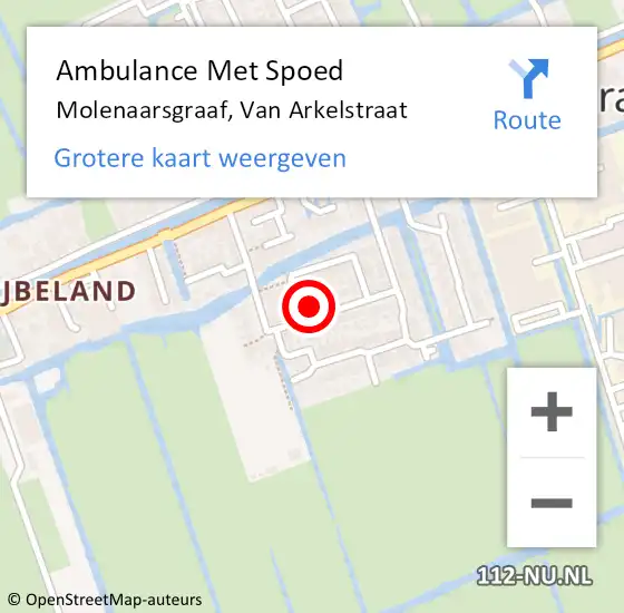 Locatie op kaart van de 112 melding: Ambulance Met Spoed Naar Molenaarsgraaf, Van Arkelstraat op 26 maart 2022 09:09