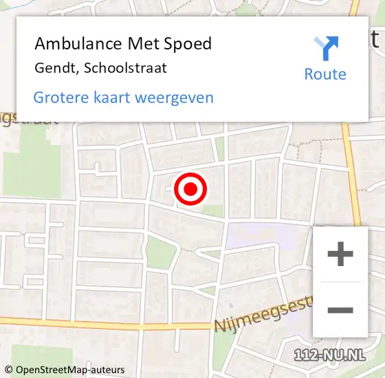 Locatie op kaart van de 112 melding: Ambulance Met Spoed Naar Gendt, Schoolstraat op 26 maart 2022 09:10