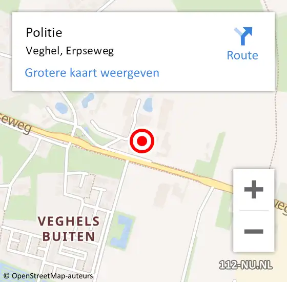 Locatie op kaart van de 112 melding: Politie Veghel, Erpseweg op 26 maart 2022 09:12