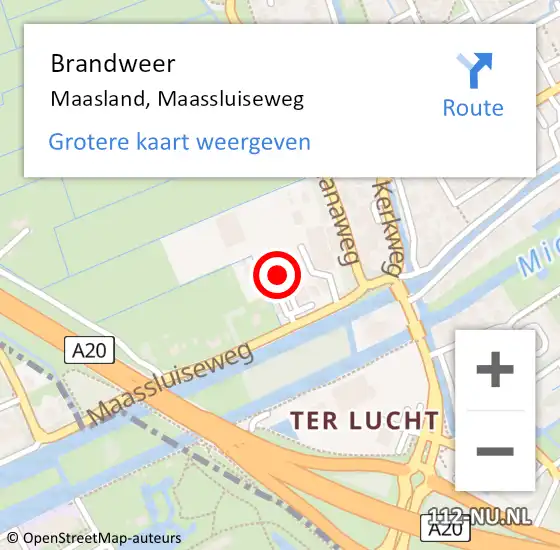 Locatie op kaart van de 112 melding: Brandweer Maasland, Maassluiseweg op 26 maart 2022 09:16