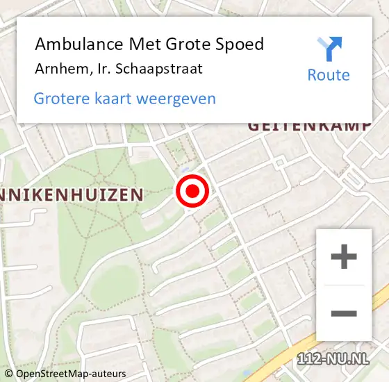 Locatie op kaart van de 112 melding: Ambulance Met Grote Spoed Naar Arnhem, Ir. Schaapstraat op 26 maart 2022 09:20