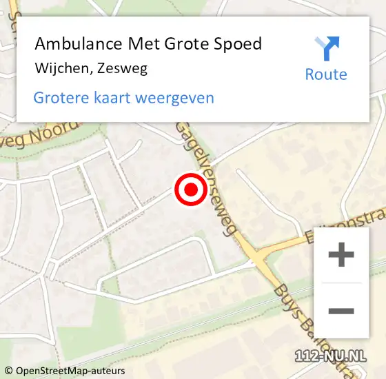 Locatie op kaart van de 112 melding: Ambulance Met Grote Spoed Naar Wijchen, Zesweg op 26 maart 2022 09:22