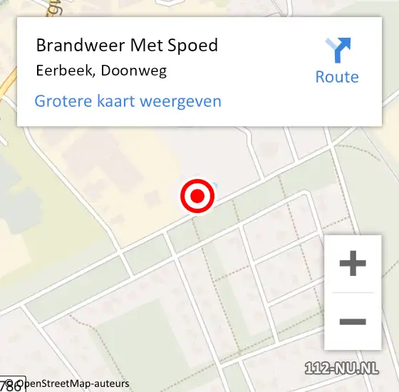 Locatie op kaart van de 112 melding: Brandweer Met Spoed Naar Eerbeek, Doonweg op 26 maart 2022 09:36