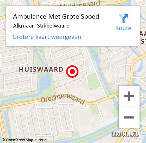 Locatie op kaart van de 112 melding: Ambulance Met Grote Spoed Naar Alkmaar, Stikkelwaard op 26 maart 2022 09:41