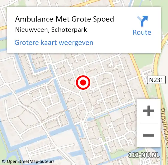 Locatie op kaart van de 112 melding: Ambulance Met Grote Spoed Naar Nieuwveen, Schoterpark op 26 maart 2022 09:54