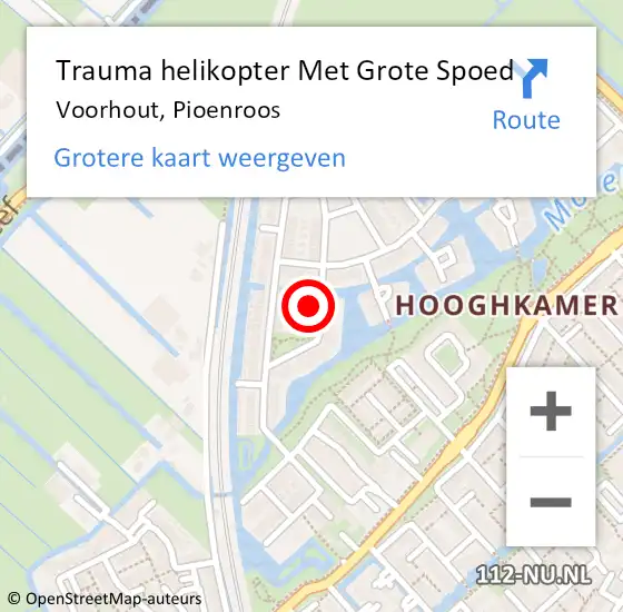 Locatie op kaart van de 112 melding: Trauma helikopter Met Grote Spoed Naar Voorhout, Pioenroos op 26 maart 2022 09:57