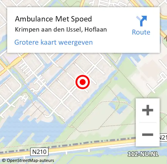 Locatie op kaart van de 112 melding: Ambulance Met Spoed Naar Krimpen aan den IJssel, Hoflaan op 26 maart 2022 10:12