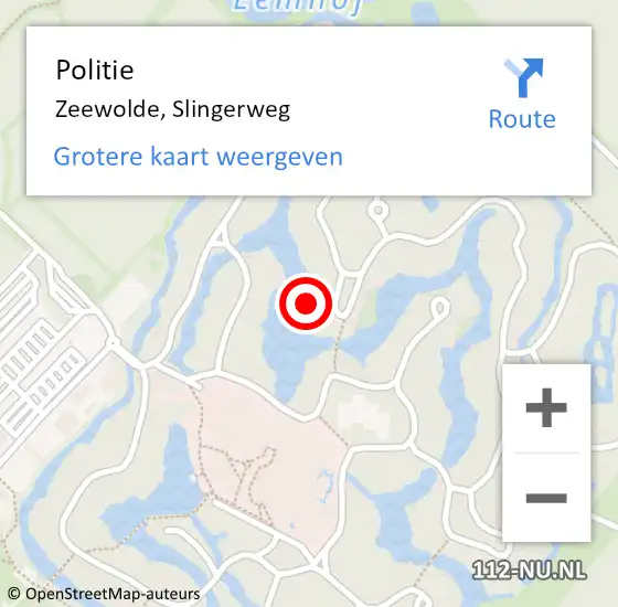 Locatie op kaart van de 112 melding: Politie Zeewolde, Slingerweg op 26 maart 2022 10:38