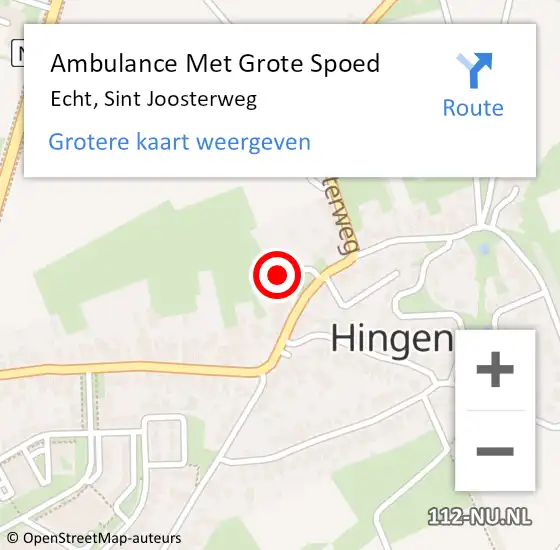 Locatie op kaart van de 112 melding: Ambulance Met Grote Spoed Naar Echt, Sint Joosterweg op 26 maart 2022 10:45