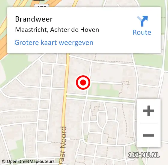Locatie op kaart van de 112 melding: Brandweer Maastricht, Achter de Hoven op 8 oktober 2013 04:08